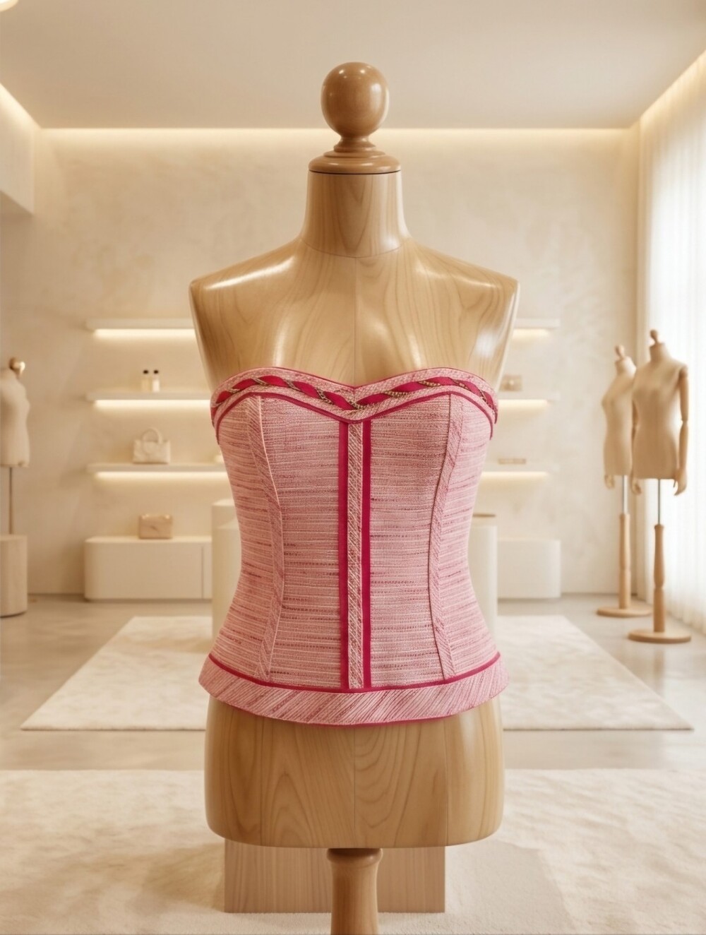 White House Black Market Pink Tweed Zip Back Top Size 6 NWT